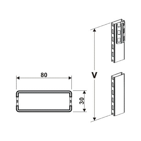 Stojina 80x30mm/1100mm