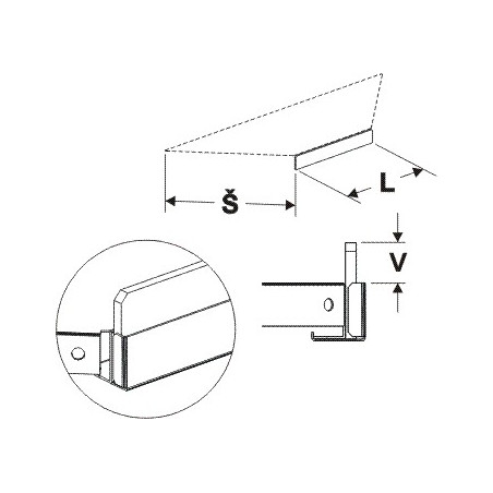 Čelní opěra nízká koutová 90° (plast bilý) 200mm