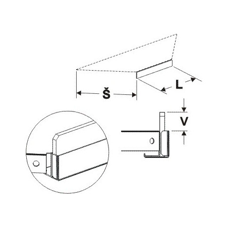 Čelní opěra nízká koutová 90° (plast bilý) 500mm