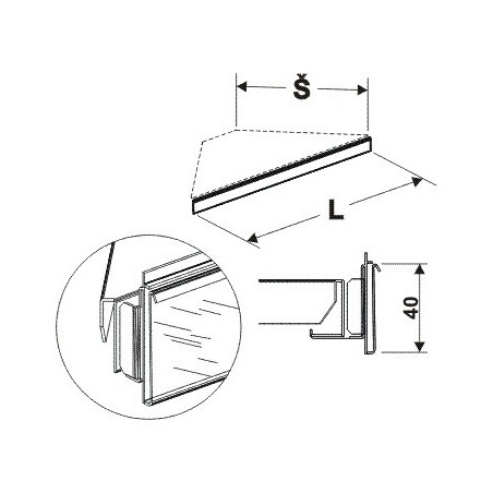 Cenovková lišta rohová 90°400mm