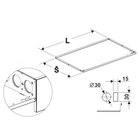 Deska zastřešení rovná s osvětlením 1000mm