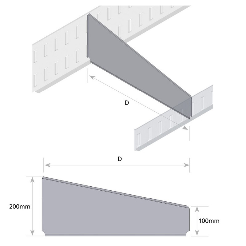 Dělítko šikmé 800 x 100 x 200 mm