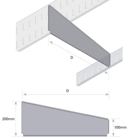 Dělítko šikmé 800 x 100 x 200 mm